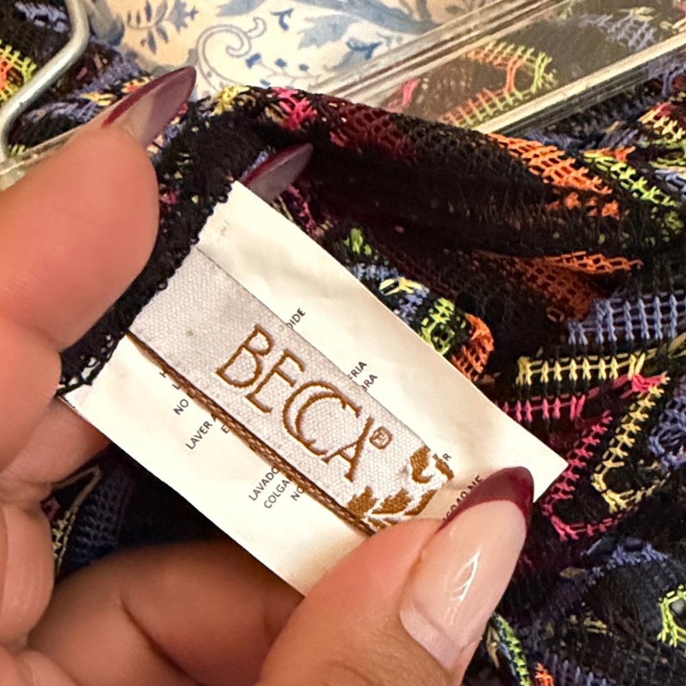 BECCA Colorful Knit Pattern cover up pants - Picture 2 of 7